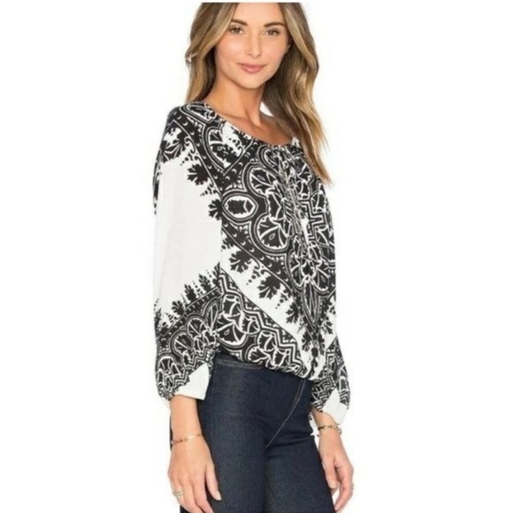 Alice + Olivia Naya Print Peasant Top